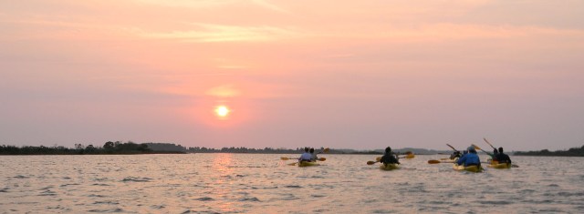 Kayak on sunset